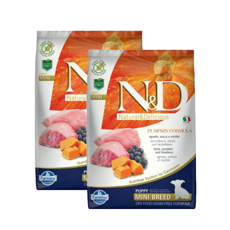 N&D Dog Grain Free bárány & áfonya sütőtökkel puppy mini 2x7kg