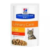 Hills Pescription Diet Feline C/D Pouch Chicken 12x85g - struvit és kalcium-oxalát húgykövessé