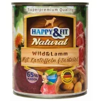 Happy&Fit Natural Dog Konzerv Vadhús & Bárány Burgonyával & Sáfrányolajjal 800g