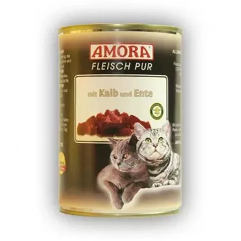 Amora Fleisch Pur Katze Borjú & Kacsa 400g