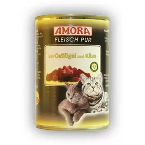 Amora Fleisch Pur Katze Szárnyas & Sajt 400g