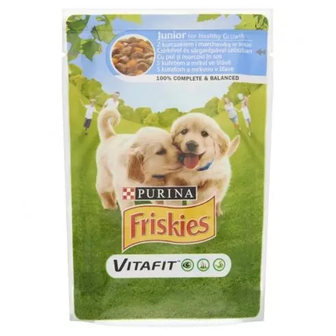 Friskies alutasak Junior Dog Csirkével és sárgarépával szószban 100g