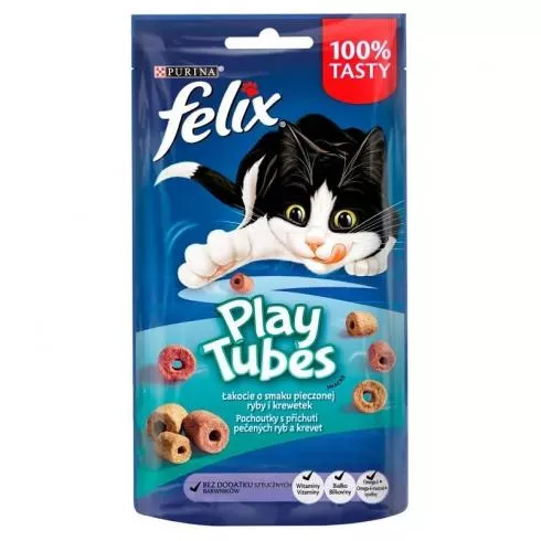 Felix Play Tubes Hal és Garnélarák ízű jutalomfalat 50g