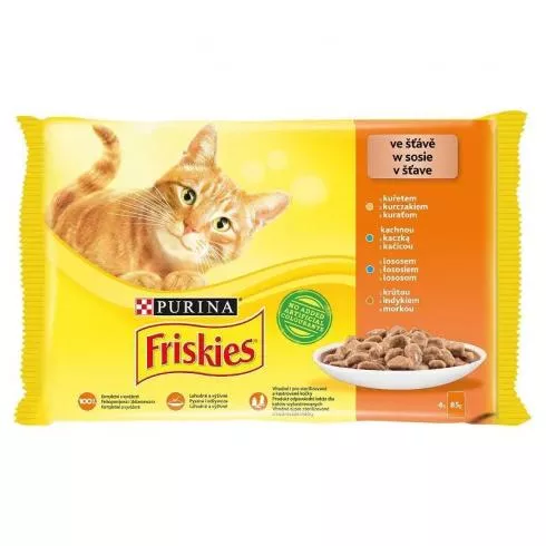 Friskies Cat alutasak 4x85g Szószban Csirkével/Kacsával/Lazaccal/Pulykával Multipack