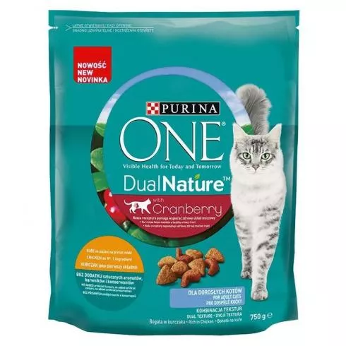 ONE Dual Nature Száraz Macska Adult Csirkével és áfonyával 750g