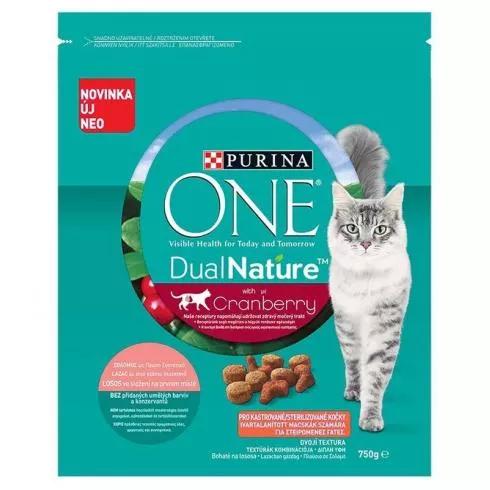 ONE Dual Nature Száraz Macska Adult Lazaccal és áfonyával 750g