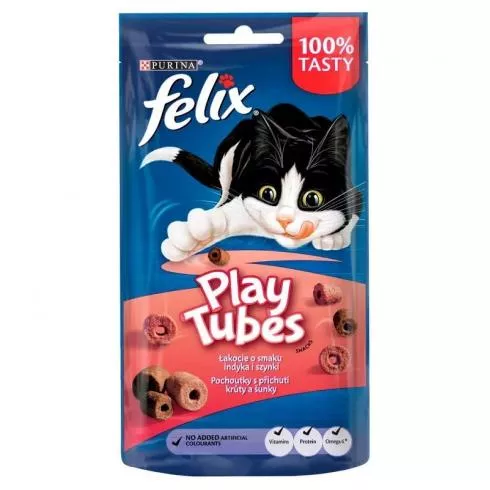 Felix Play Tubes Pulyka és Sonka ízű jutalomfalat 50g