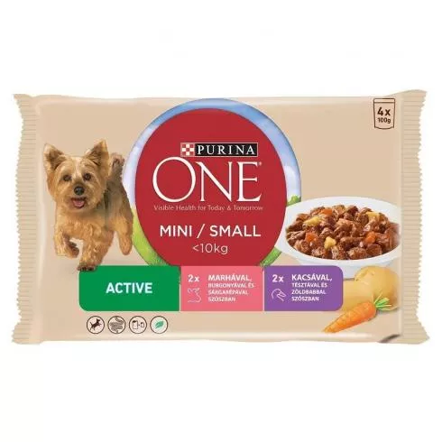 ONE Alutasak Mini/Small Active Dog Marhával és kacsával 4x100g Multipack