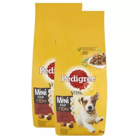 Pedigree Száraz Mini MarhaZöldség 2x12kg