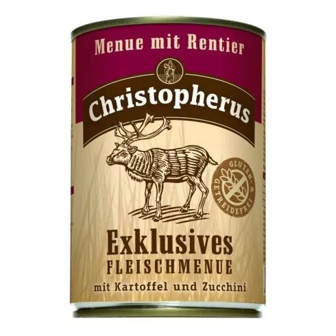 Christopherus Dog konzerv Adult Exclusive húsmenü rénszarvassal 400g