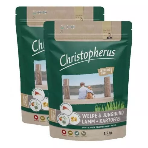 Christopherus Dog Puppy & Junior Grainfree Bárány és burgonya 2x1,5kg