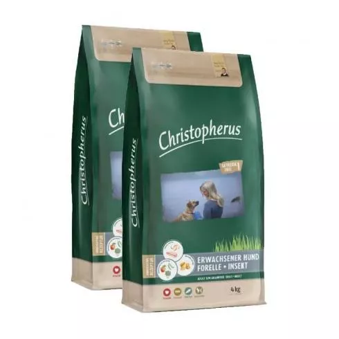 Christopherus Dog Adult Grain Free Pisztráng és rovar Small & medium 2x4kg