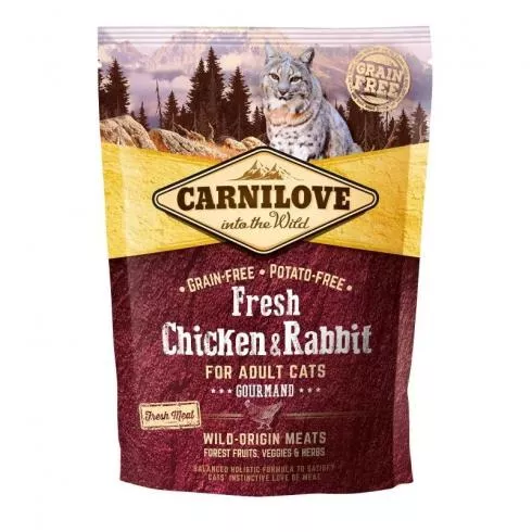 Carnilove Fresh Adult Cat Chicken & Rabbit Gourmand- Csirke és Nyúl Hússal 400g