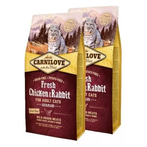 Carnilove Fresh Adult Cat Chicken & Rabbit Gourmand- Csirke és Nyúl Hússal 2x6kg