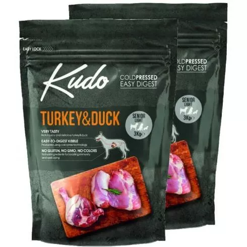 Kudo Low Grain Senior/Light Turkey/Duck száraz kutyatáp pulyka, kacsa 2x3kg