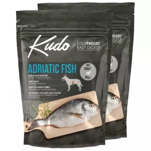 Kudo Low Grain Adult Adriatic Fish Mini száraz kutyatáp adriai hal 2x3kg