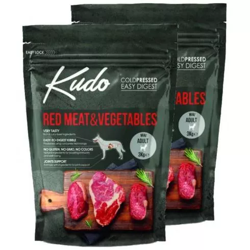 Kudo Low Grain Adult Red Meat/Vegetables Mini száraz kutyatáp vörös hús, zöldség 2x3kg