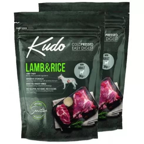 Kudo Low Grain Adult Lamb/Rice Mini száraz kutyatáp bárány, rizs 2x3kg