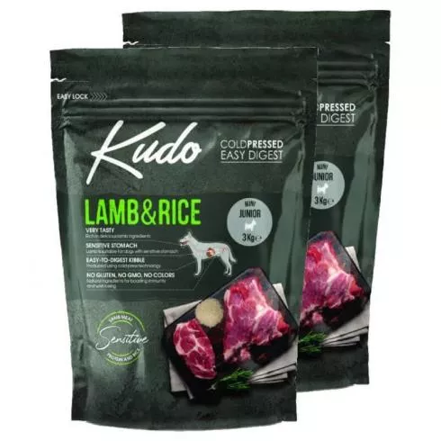 Kudo Low Grain Junior Lamb/Rice Mini száraz kutyatáp bárány, rizs 2x3kg