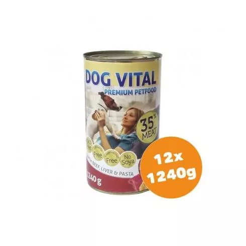 Dog Vital konzerv Beef, Liver & Pasta 12x1240g