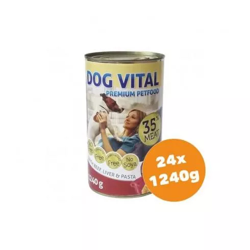 Dog Vital konzerv Beef, Liver & Pasta 24x1240g