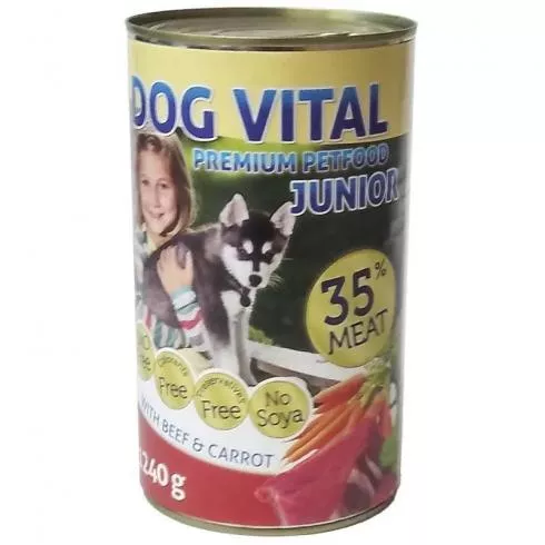 Dog Vital Junior konzerv Beef & carrot 1240gr