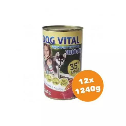 Dog Vital Junior konzerv Beef & carrot 12x1240g