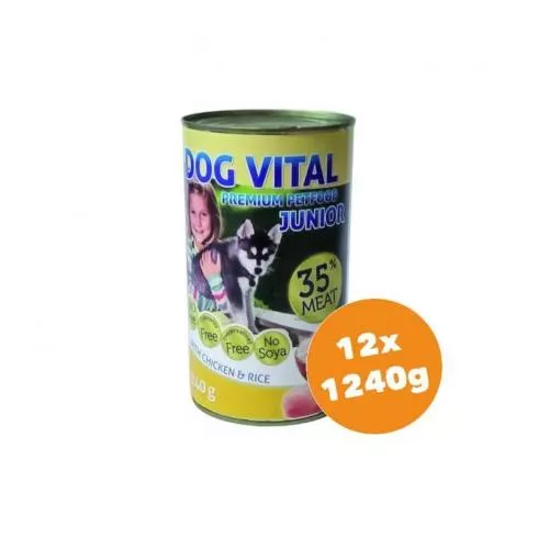 Dog Vital Junior konzerv chicken & rice 12x1240g