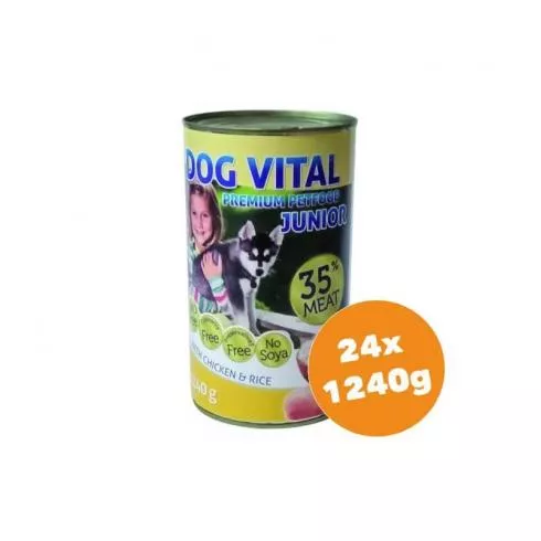 Dog Vital Junior konzerv chicken & rice 24x1240g