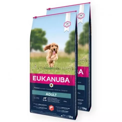 Eukanuba Adult Small & Medium Salmon & Barley 2x12kg