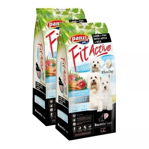 FitActive Dog Adult WhiteDogs Lamb & Fish 2x1,5kg