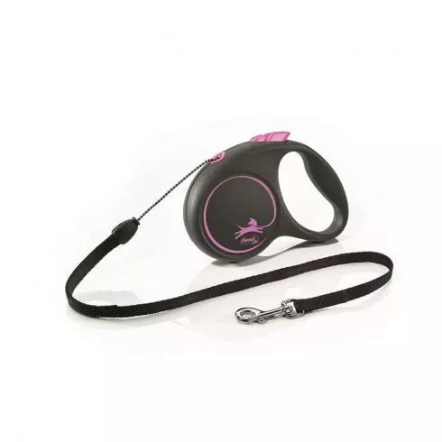 Flexi Black Design zsinóros automata póráz S 5m 12kg-ig pink