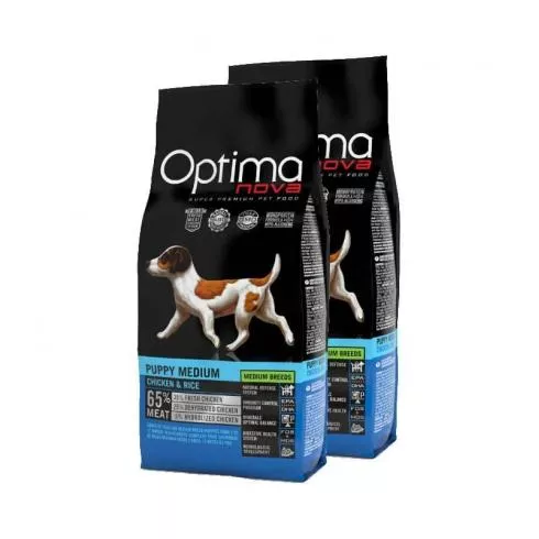 Visán Optimanova Dog Puppy Medium Chicken & Rice 2x12kg