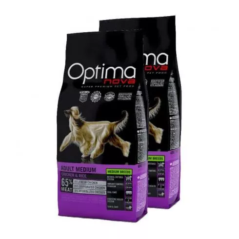 Visán Optimanova Dog Adult Medium Chicken & Rice 2x2kg