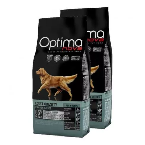 Visán Optimanova Dog Adult Obesity Chicken & Rice 2x2kg