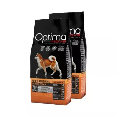 Visán Optimanova Dog Adult Sensitive Salmon & Potato 2x2kg