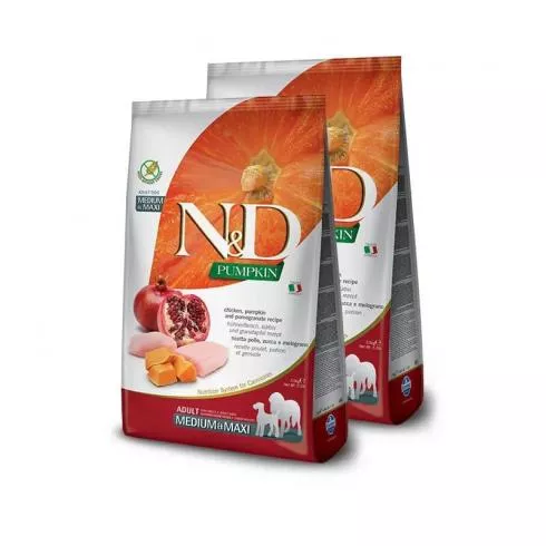 N & D Pumpkin Dog csirke & gránátalma sütőtökkel adult medium & maxi 2x2,5kg