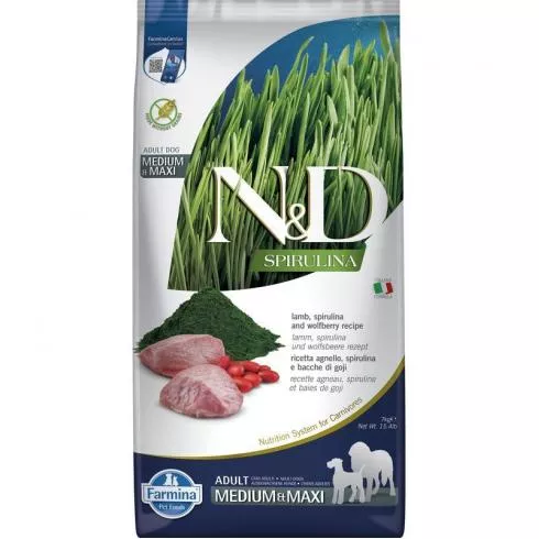 N&D Spirulina Dog bárány adult medium/maxi 7kg