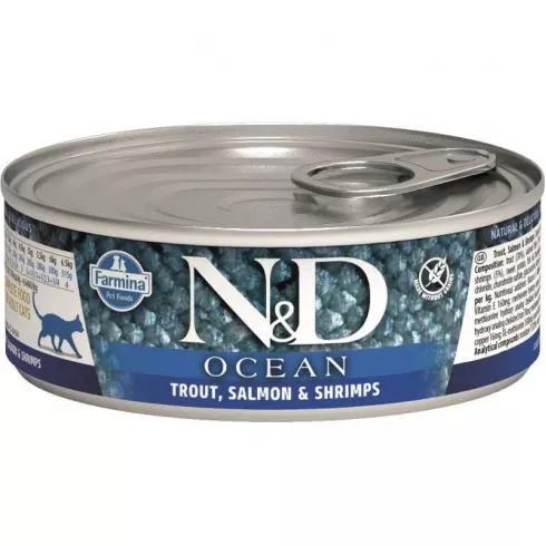 N & D Cat Ocean konzerv pisztráng & garnélarák 80g