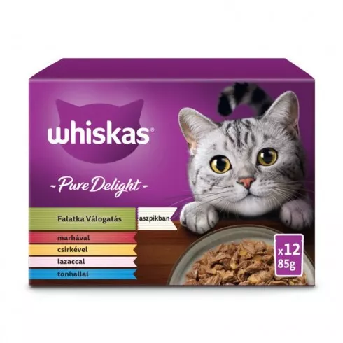 Whiskas alutasak 12-pack Pure deligt Húsos Halas Aszpikban 12x85g Multipack