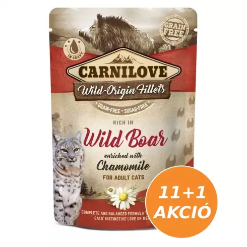 Carnilove Cat tasakos Wild Boar with Chamomile - Vaddisznó kamillával 12x85g