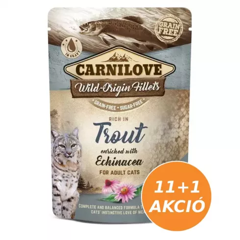 Carnilove Cat tasakos Trout with Echinacea - Pisztráng echinaceával 12x85g