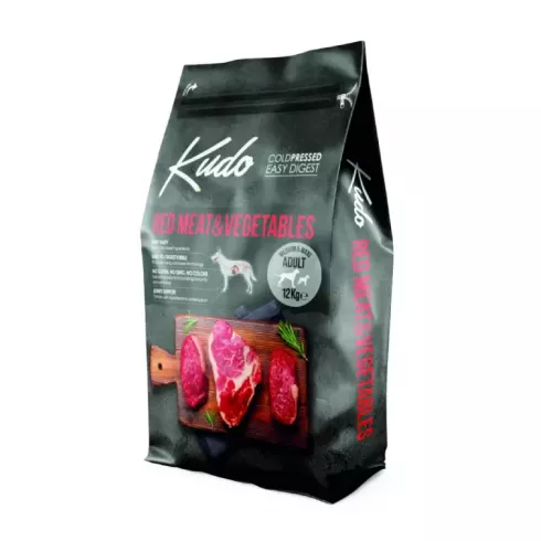 Kudo Low Grain Adult Red Meat/Vegetable Medium/Maxi száraz kutyatáp vörös hús, zöldség 12kg