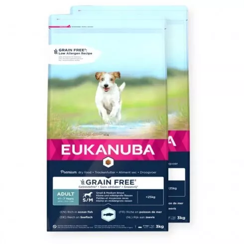 Eukanuba Adult Grain Free Small & Medium Ocean Fisch 2x3kg