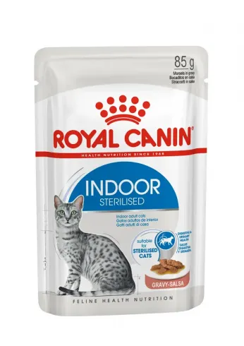 Royal Canin Indoor +7 Gravy 85g - lakásban tartott idősödő macska szószos nedves táp