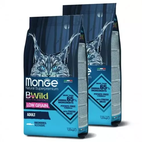 Monge BWild Low Grain Cat Adult - szardella 2x10kg