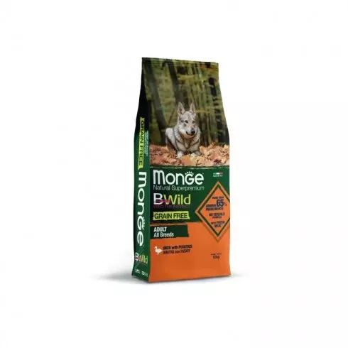 Monge BWild Grain Free Dog Adult - kacsa, burgonya 15kg