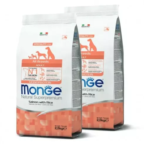 Monge Dog Speciality Line Monoprotein Adult - lazac, rizs 2x2,5kg