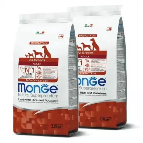 Monge Dog Speciality Line Monoprotein Adult - bárány, rizs, burgonya 2x2,5kg