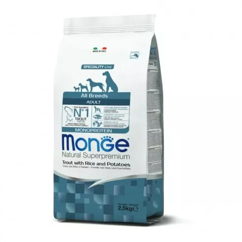 Monge Dog Speciality Line Monoprotein Adult - pisztráng, rizs, burgonya 2,5kg